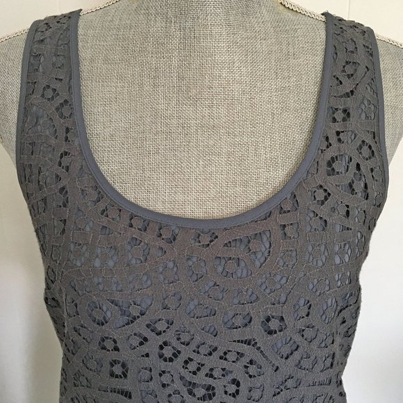 DKNY Lace Sheath Dress Charcoal Overlay Sleeveless Size 6 - Picture 5 of 8